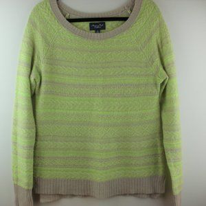 American Eagle Outfitters Wool/Mohair Blend Beige/Green Sweater AEO